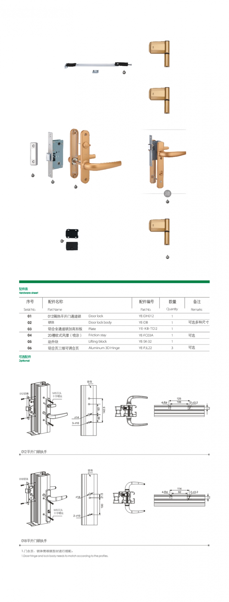 門窗配件組合YE-PD-A