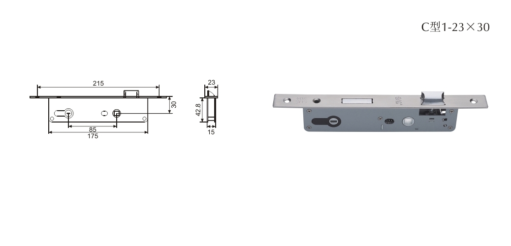上海門窗五金鎖體C型1-23×30